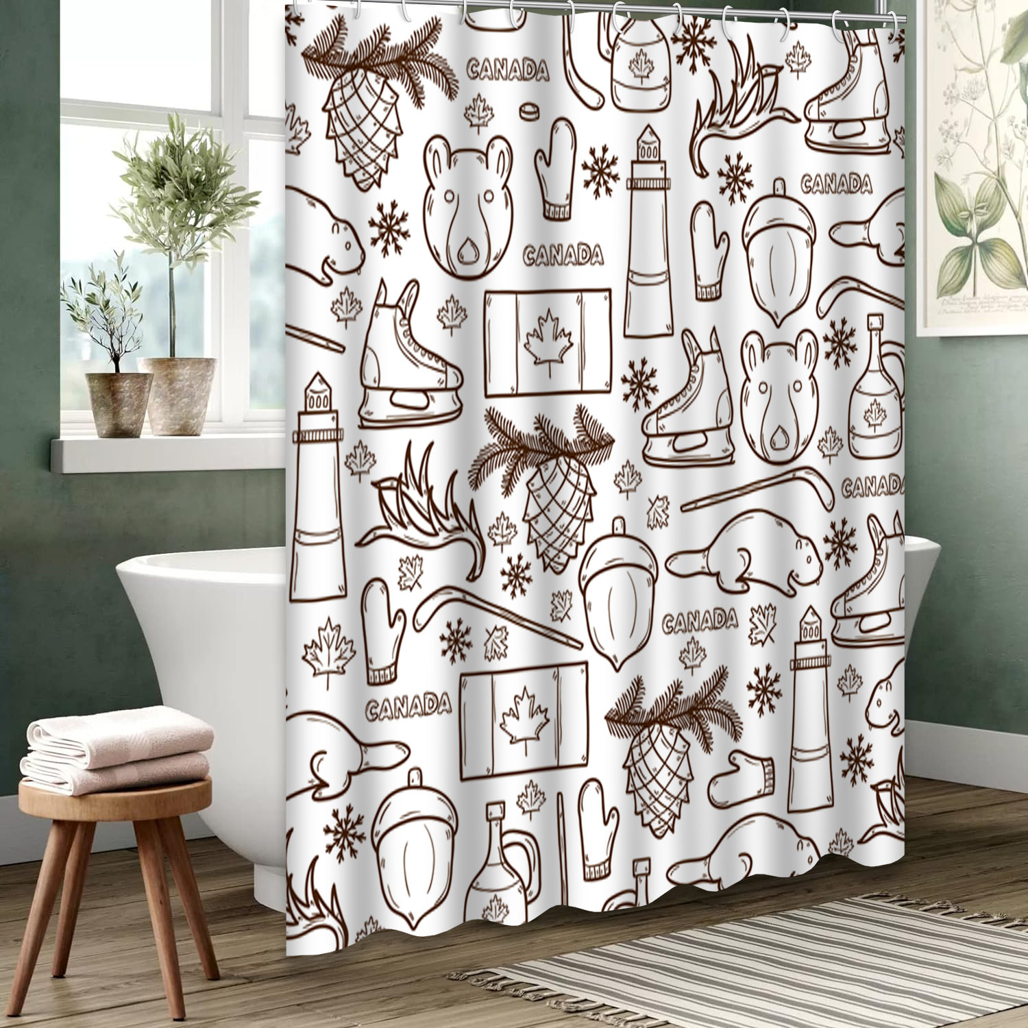East Urban Home Canadian Wild Waterproof Shower Curtain - Cartoon Maple ...