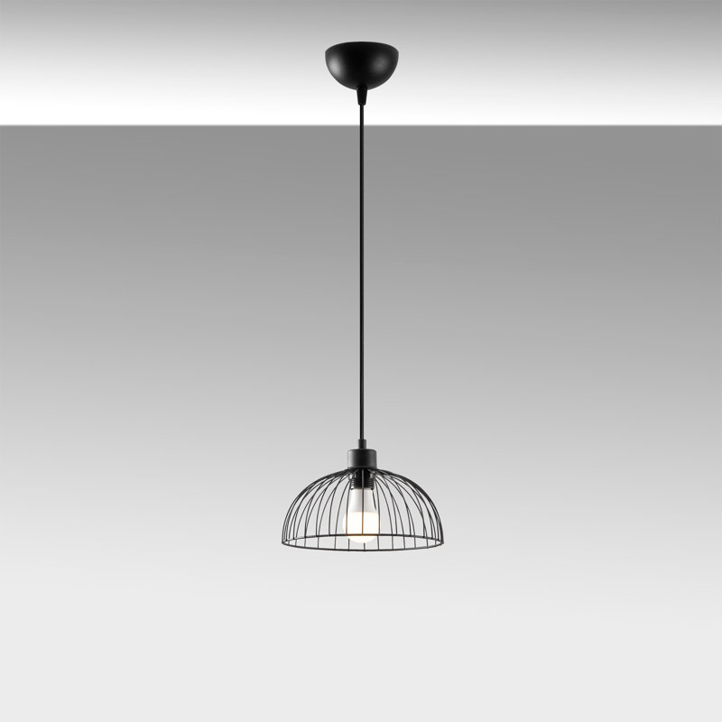 Lustre de style industriel, structure en métal noir, 9,8 po x 9,8 po | Hauteur réglable: 10,6 à 42,1 pouces | Douille E27 (40 W maximum) | Certifié IP20 | Parfait pour les maisons modernes, les salles à manger et les entrées, conception élégante