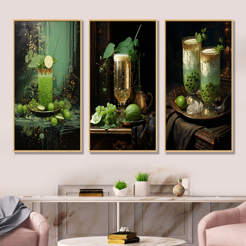 Petit-déjeuner vert émeraude Chia, Cadre flottant brun, H 32 po x l 48 po