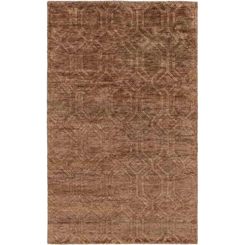Tapis brun / chocolat en jute noué à la main Limewood, Rectangle 2 pi x 3 pi
