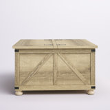 Antwinette Coffee Table, Square Center Table With Flip-Top Lids, Hidden Storage Compartment And Wooden Legs