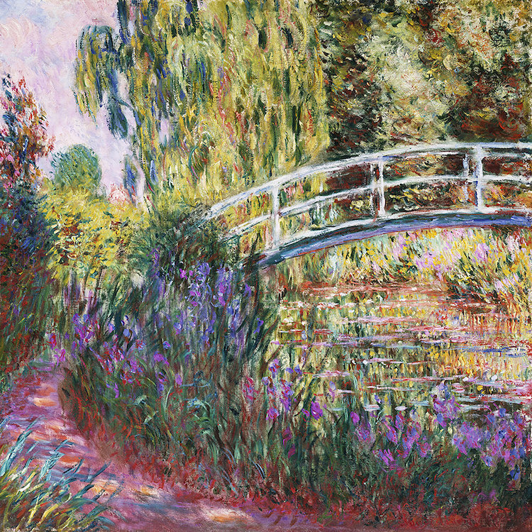 «The Japanese Bridge» par Claude Monet, reproduction, H 12 po x l 12 po x P 0,75 po, Toile