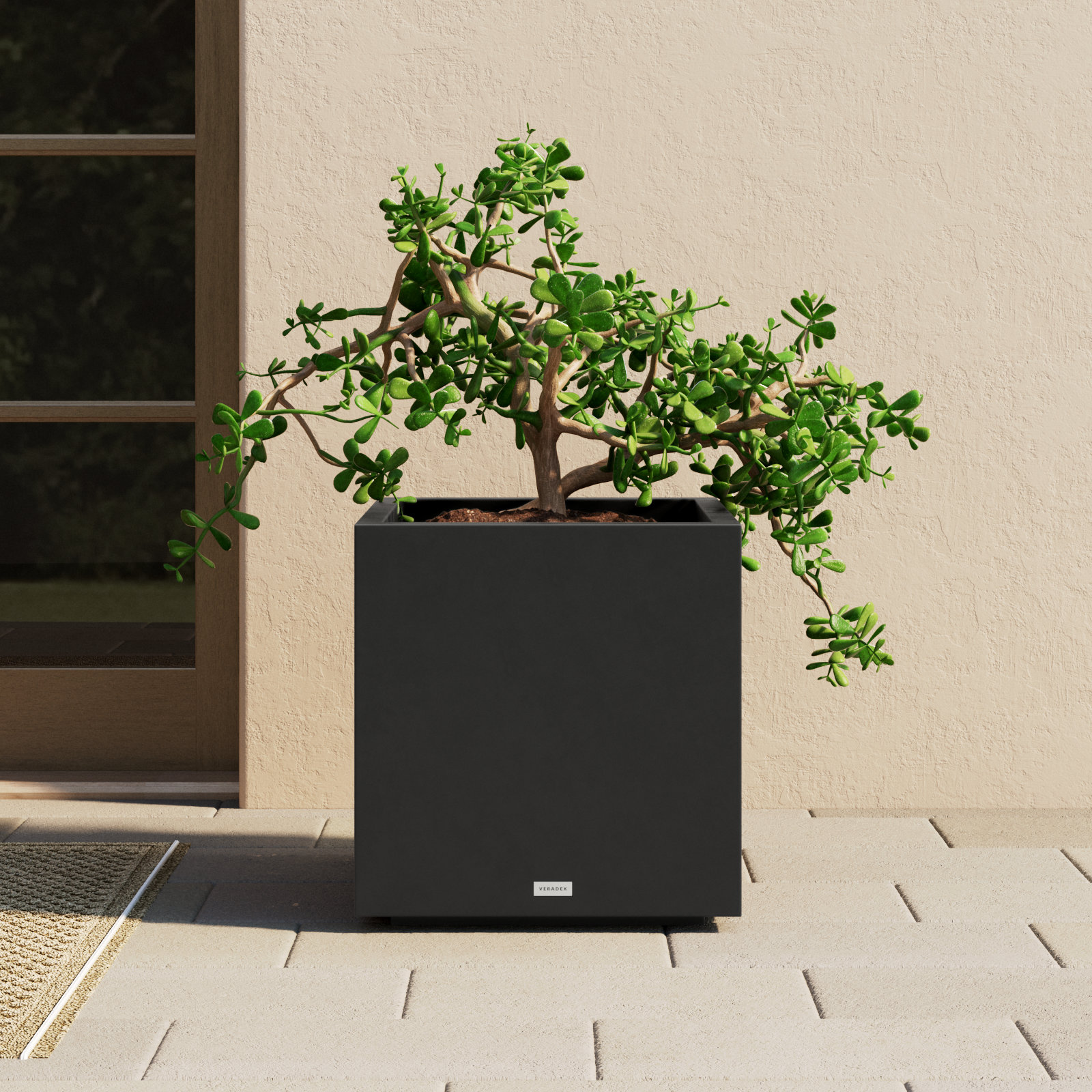 21" Planter Box, 18.25" H x 17" W x 17" D, Black