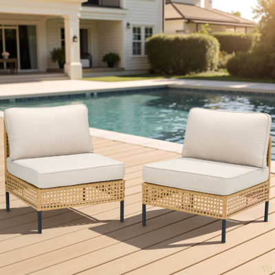 Ensemble de mobilier d'extérieur pour canapé modulaire en osier avec coussins Boho