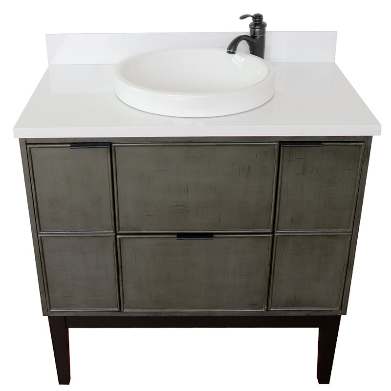 Ensemble de meuble-lavabo simple 37 po, Quartz blanc