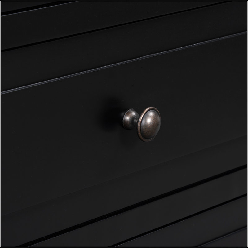 Armoire de rangement en bois à 3 tiroirs avec table de chevet, Noir, noir, noir, noir