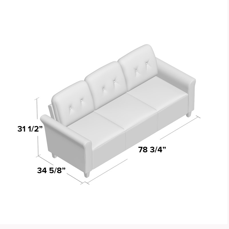 Glasser 78.74" Velvet Rolled Arm Sofa, Brown