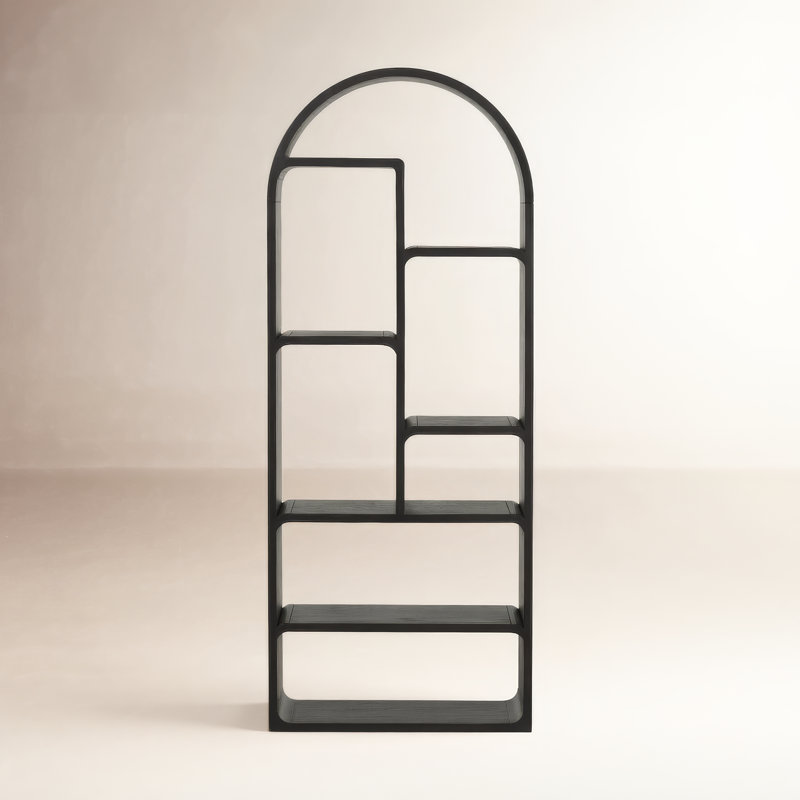 Zuma Geometric Bookcase, Brushed Ebony Oak