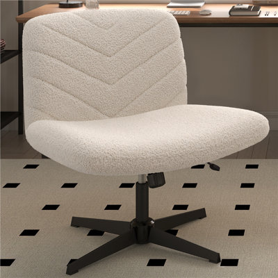 Armless Wide Desk Chair with Cross-shaped Base