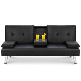 Arjeta Full / Double 65.75'' Faux Leather Tight Back Convertible Sofa