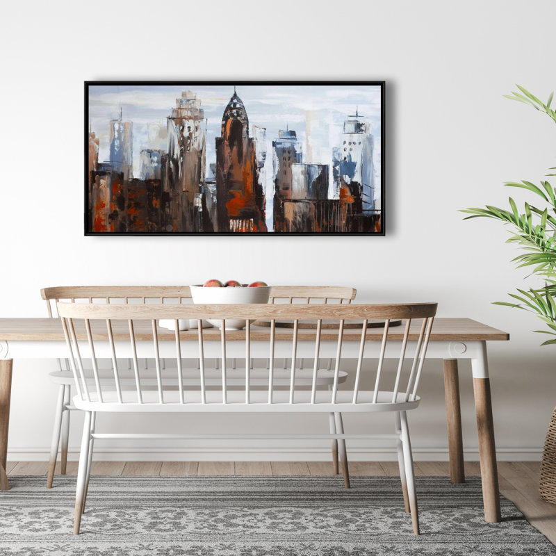 Gray day in the city - 24"x48" Framed canvas