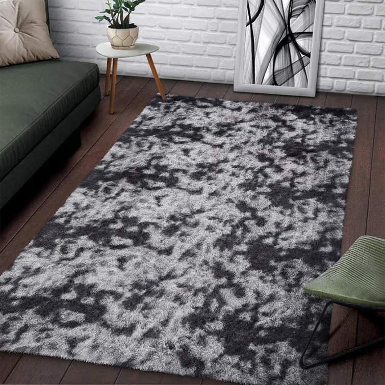 Contemporary Tie Dye Area Rug in Gray – Plush Comfort