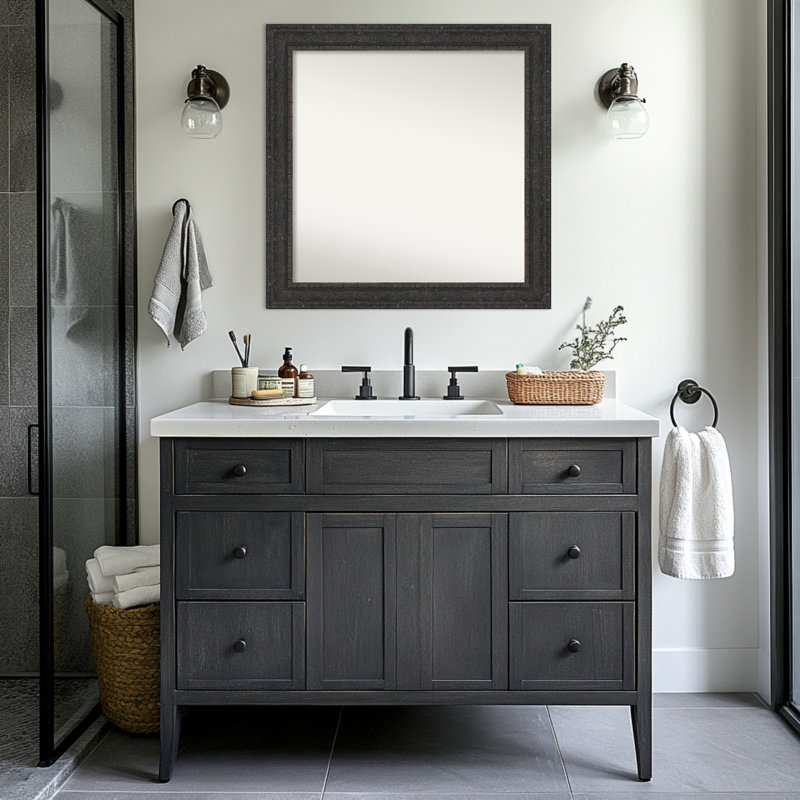 Miroir mural de salle de bain Attic, 31,5 po x 31,5 po, Noir