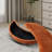 Upholstered Half Crescent Moon Storage Bench Large Ottoman-291626516