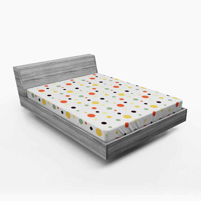 Microfiber Polka Dots Fitted Sheet, Queen Fitted Sheet
