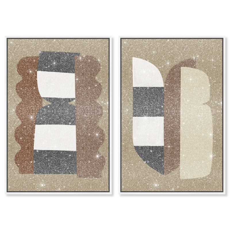 Puzzle Catcher Set Abstract Canvas Print by Oliver Gal, Black Frame, 10 x 15, 37"H x 55"W, White Floater Frame