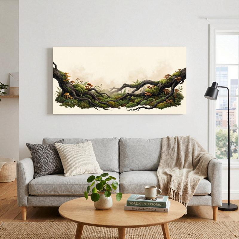Ensemble de 1 tableau sur toile représentant des branches moussues, 46“W x 24”H, Wrapped Canvas