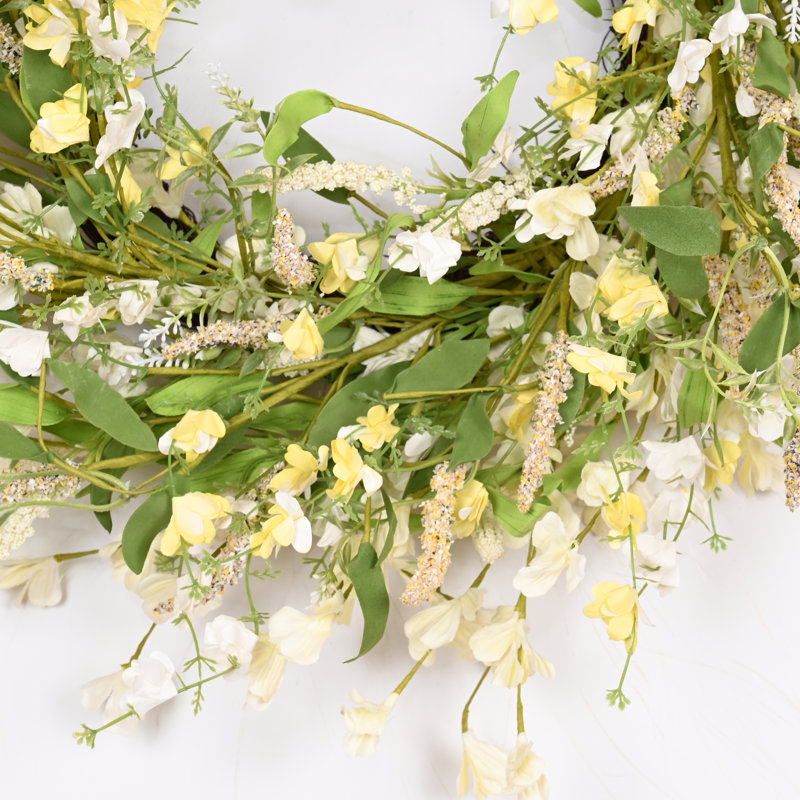 Couronne florale 22 po Forsythia, Vert / Jaune