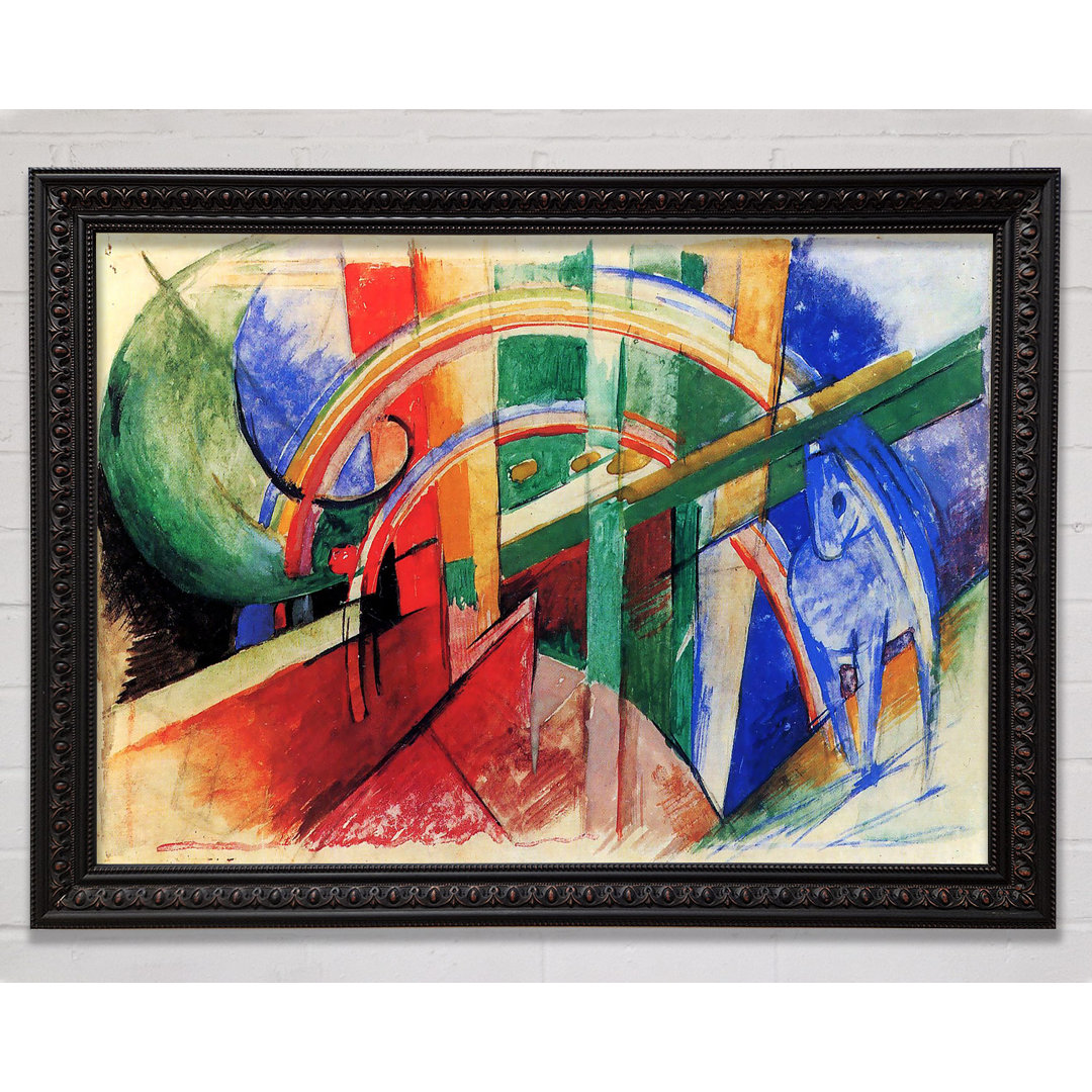 Blaues Pferd mit Regenbogen von Franz Marc - Druck