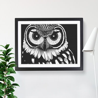 XH1022-6552X Owl Portrait Monochrome Vol.4 1 Piece Single Picture Frame Wall Art