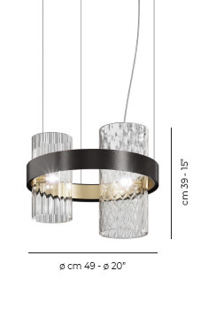 Armonia 2 - Light Chandelier, Matte Black;Gold, Crystal