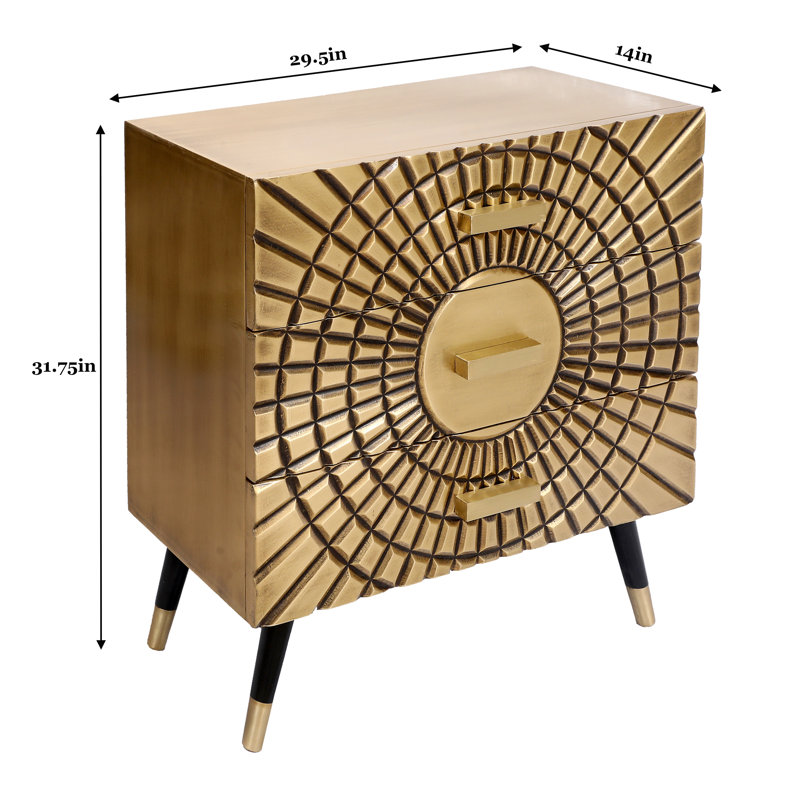 Fevronia 3 Drawer Brass Chest