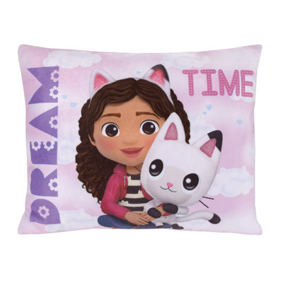  NoJo DreamWorks Gabby's Dollhouse Dream It Up Pink and Purple Pandy Paws Decorative Toddler Pillow