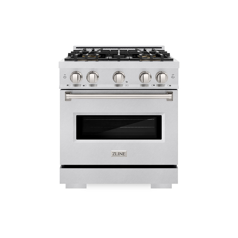 ZLINE 30 in. Classic Gas Range with DuoPro Cooktop and Convection Oven in Black Stainless Steel, Satin Stainless Steel