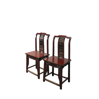 Chaise avec accoudoirs à dossier en lattes de bois massif Asian Classic