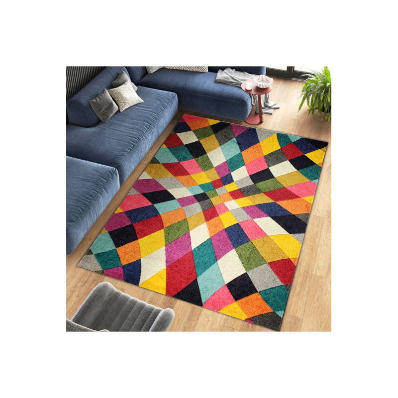 Northern Collection Multicolor Shapes Woven Base Decorative Rug, Rectangle 3'11" x 5'11" Rug Pad Included