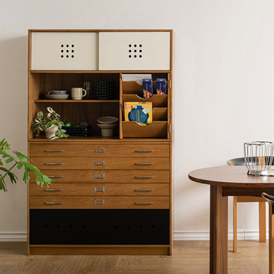 Solid Pine Pantry Cabinet with Flip-out Storage Shelves