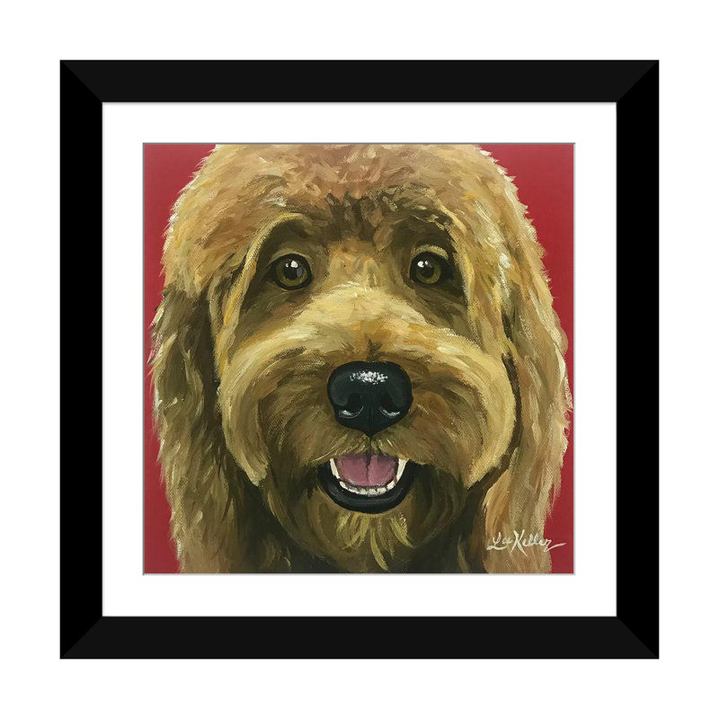 « nikki the goldendoodle », reproduction d’impression sur toile, H 16 po x l 16 po x P 1 po, Papier d'art encadré noir