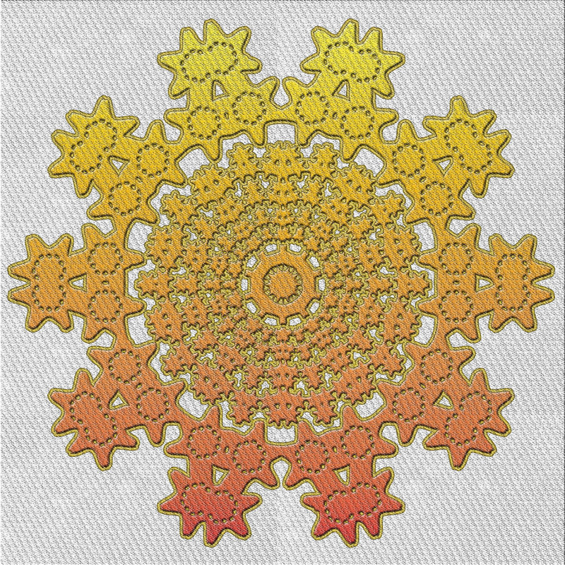 Tapis de zone jaune/orange à motifs, Carré 3 pi
