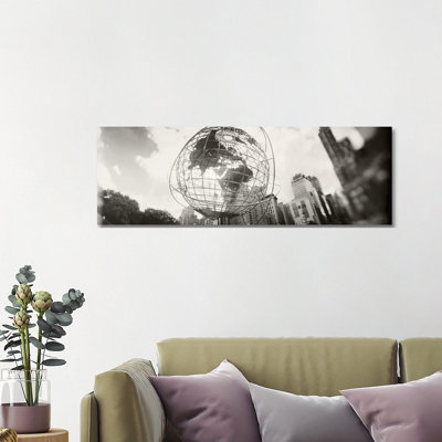 Steel Globe, Columbus Circle, Manhattan, New York City, New York State, USA by Panoramic Images - Wrapped Canvas Panoramic Print