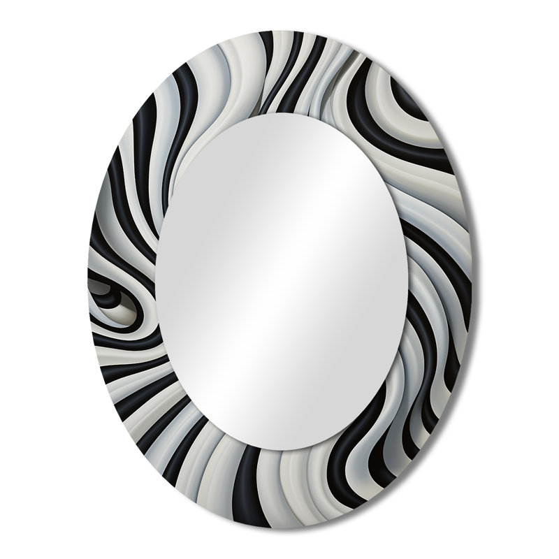Miroir mural moderne noir et blanc optique optique Dream III, 43 po x 33 po
