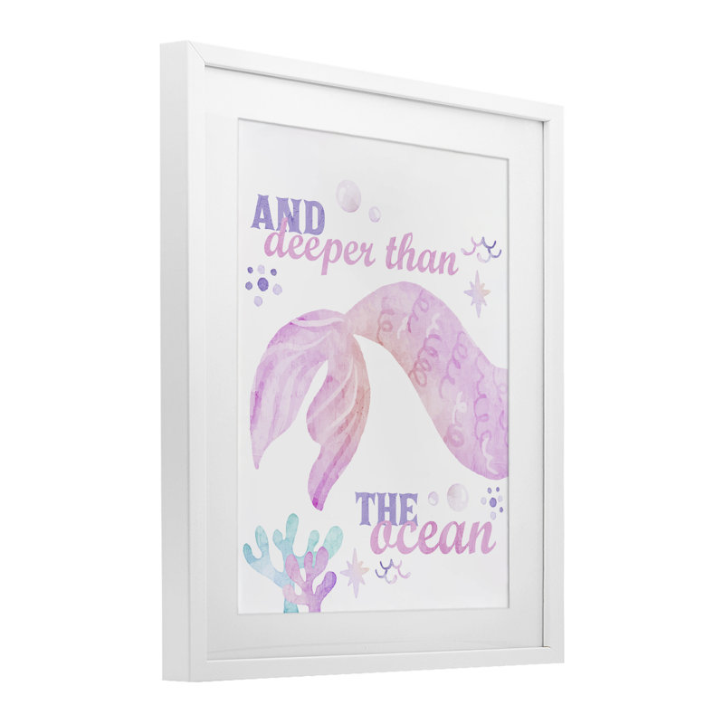 «Deeper Than The Ocean», reproduction sous verre encadrée, conception de Kim Allen, H 21 po x l 17 po, Cadre blanc côtier