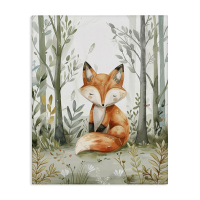  Art mural doux sur toile renard des bois par LSR Design Studio