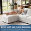 Canapé modulaire de 135,5 po, canapé en chenille en U avec repose-pieds 6 places, canapé convertible à assise profonde, beige-1816065112-1816065124-1816065127