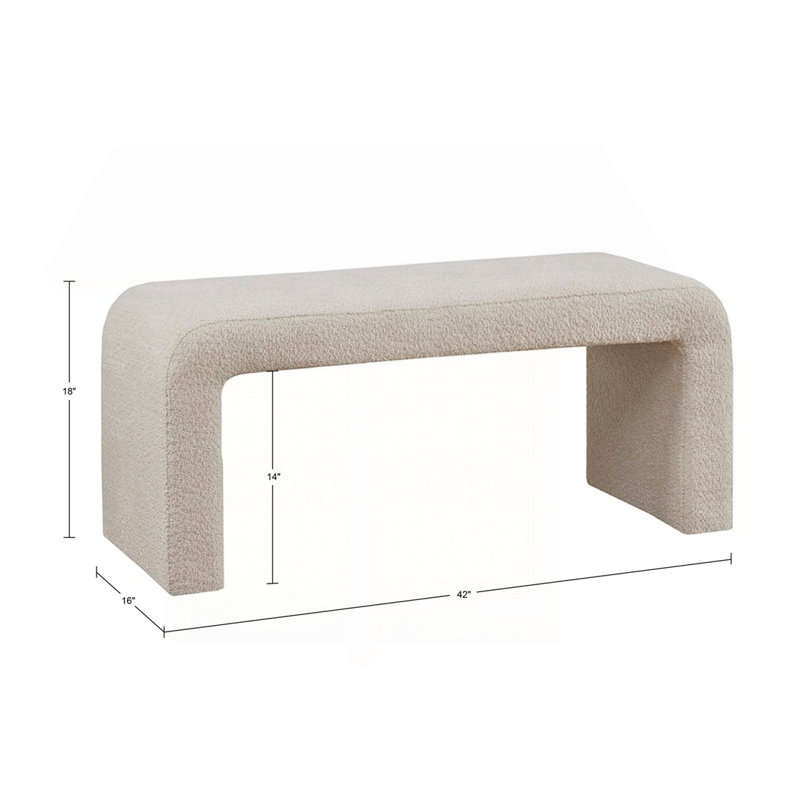 Beige Boucle Waterfall Bench