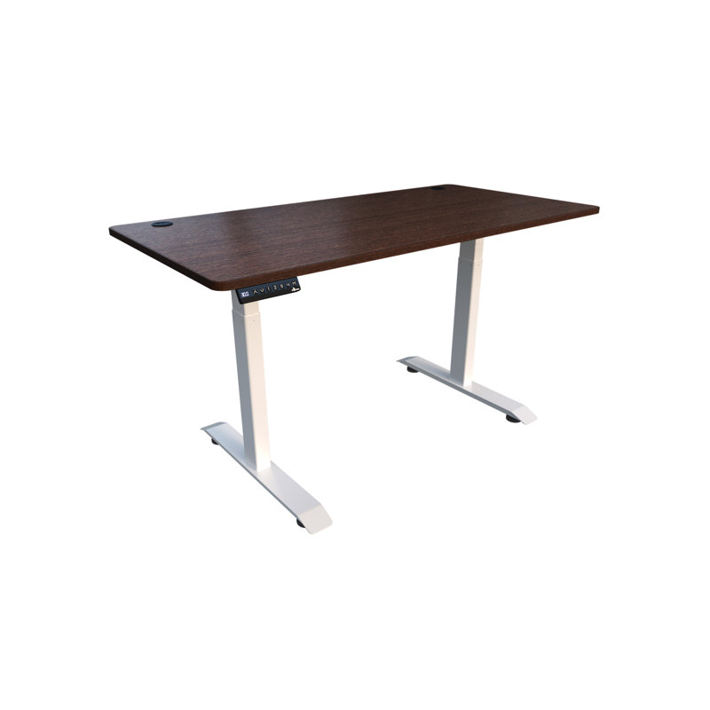 Premium Electric Standing Desk - 55"L x 27.5"W, Brown/White