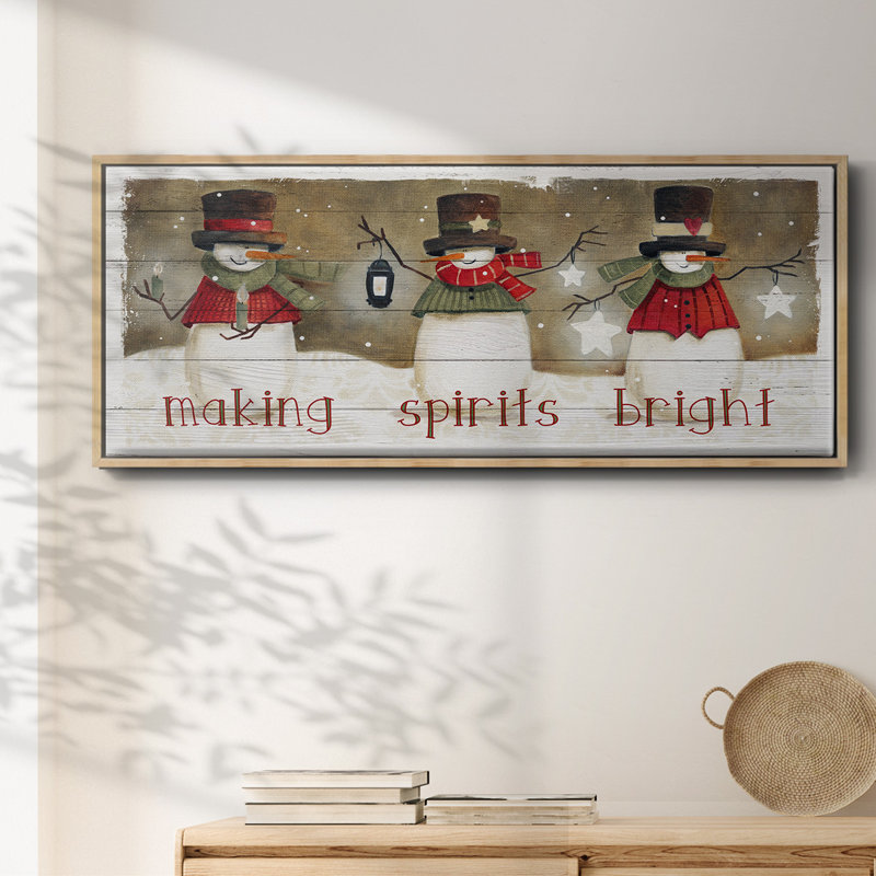 «Made Spirits Bright», toile encadrée, H 20 po x l 50 po