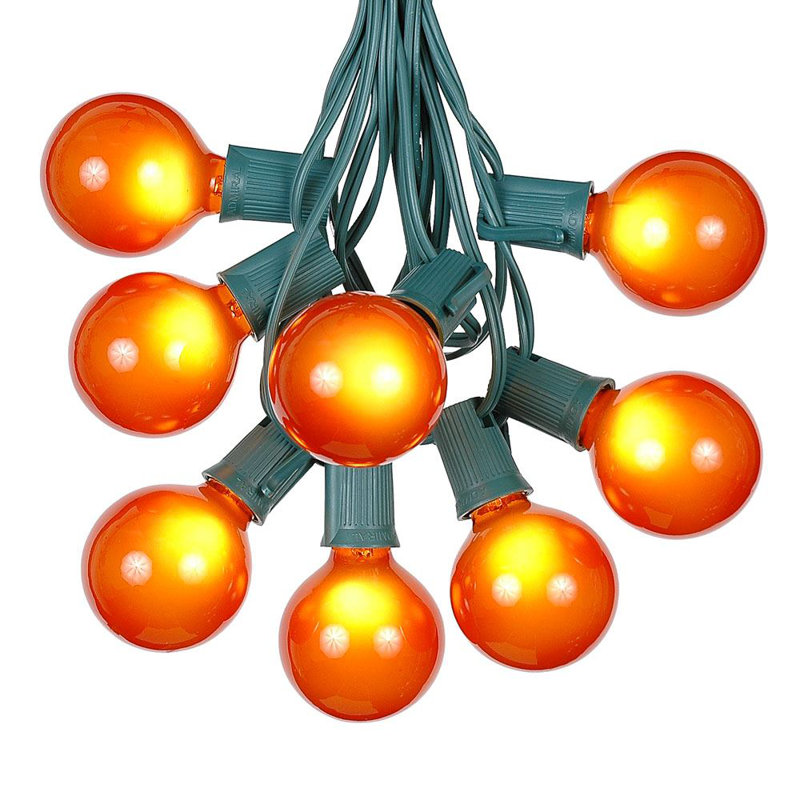 Guirlande de 25 lumières sphériques d'extérieur 25 pi, Orange, Vert