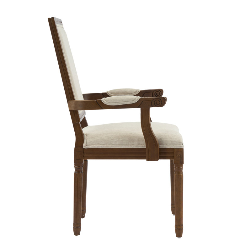 Ethynn 19.5'' H Upholstered Armchair, Walnut Frame, 2, Beige