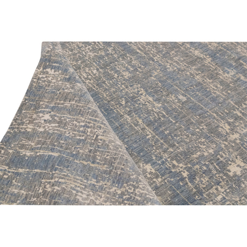 Hand Knotted Area Rug in Marine Blue