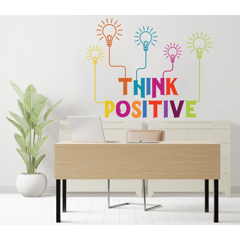 Adhésif décoratif "Think positif", technologie vinyle, art mural, décalque de nom de société, décor de bureau, autocollant mural 427RS