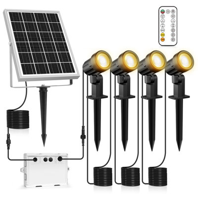 Black Low Voltage Solar Powered Integrated LED Spot Light (Set of 4)