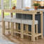 Ensemble de table de bar et de chaises multifonctionnelles 4 pièces | Table principale de 59 pouces avec douille (conception à trois voies, table de bar / table de salle à manger / canapé), 3 tabourets rembourrés, convient au salon / salle à manger / cuisine-333430188-327253536