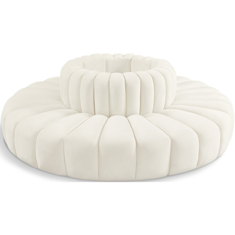 Hite Upholstered Curved Sectional Reversible, Cream Velvet