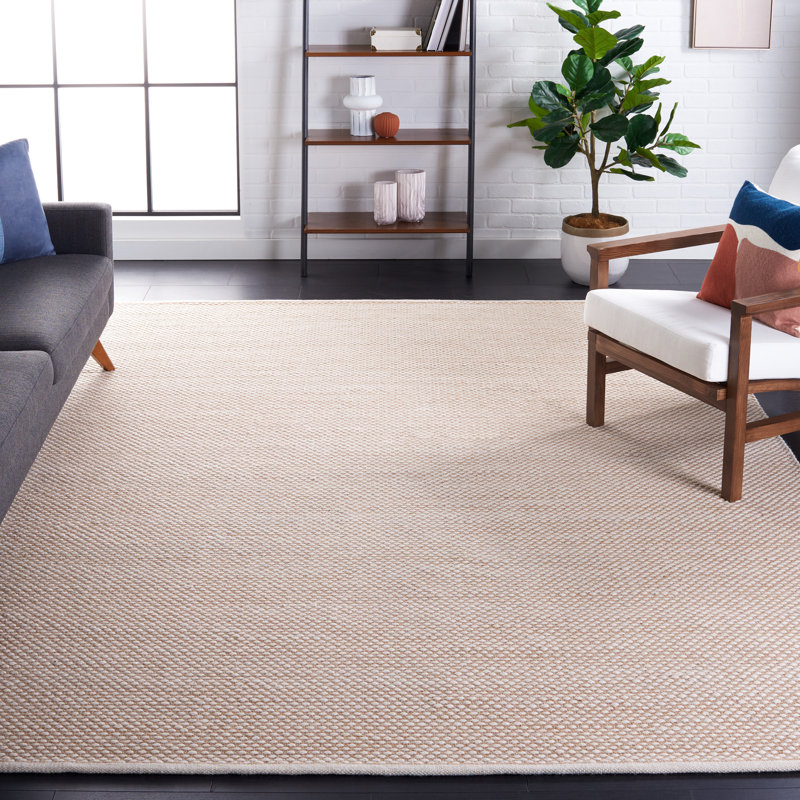 Vermont Flat Weave Wool/Cotton Rug in Beige, Rectangle 8' x 10'