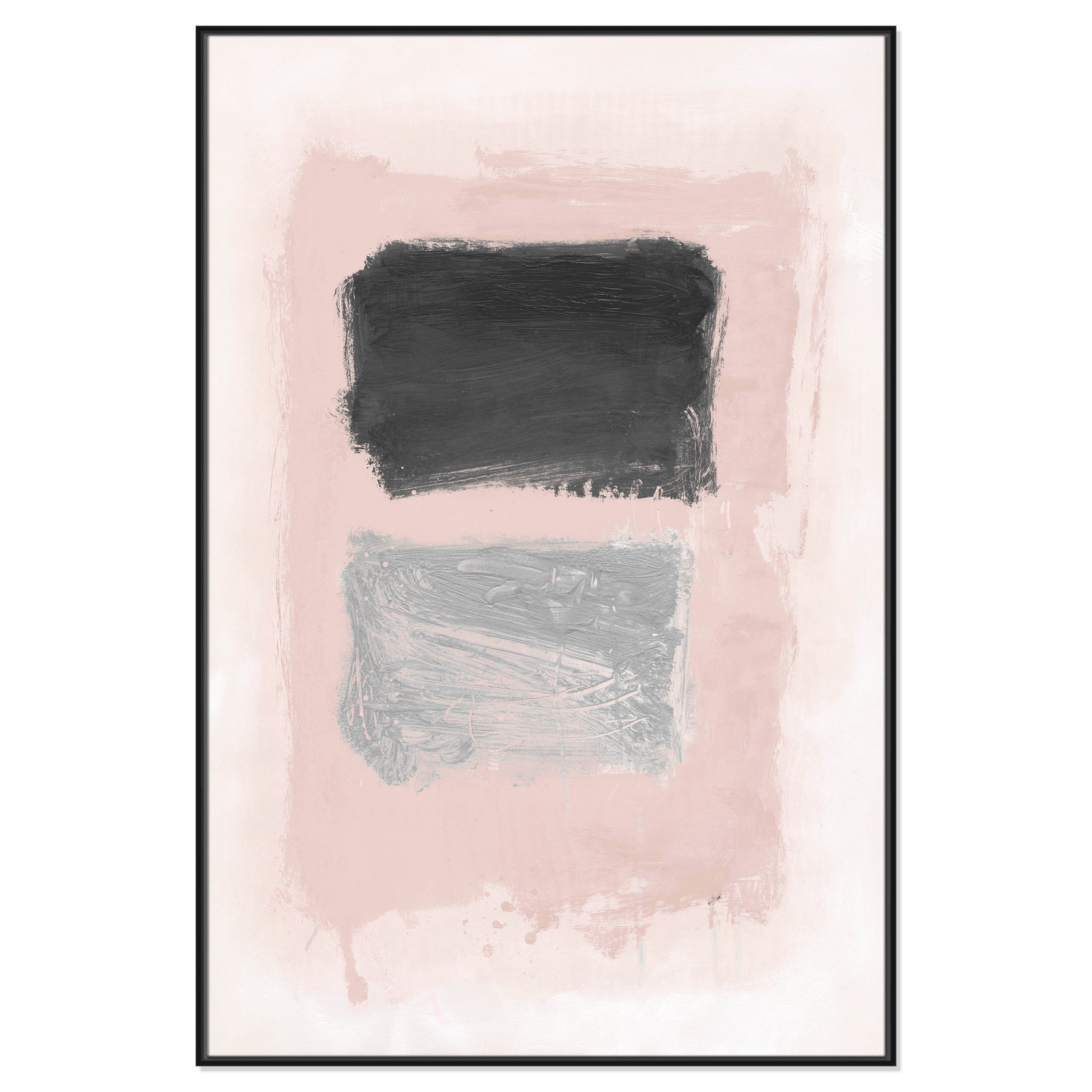 Thomasin Pink, Black And Silver Shimmer I Framed On Canvas by  Print, 61.5" H x 41.5" W x 2" D, Black